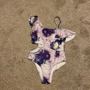 Kids marbled purple swimsuit